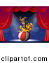 Big Cat Cartoon Vector Clipart of a Circus Lion and Beaver on Stage with a Ball by