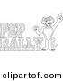 Big Cat Cartoon Vector Clipart of a Coloring Page Outline of a Panther Character Mascot with Pep Rally Text by Mascot Junction