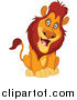 Big Cat Cartoon Vector Clipart of a Curious Sitting Male Lion Cocking His Head by Yayayoyo