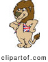 Big Cat Cartoon Vector Clipart of a Cute British Lion Wearing a Vest by Dennis Holmes Designs