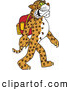 Big Cat Cartoon Vector Clipart of a Cute Cheetah, Jaguar or Leopard Character School Mascot Walking and Wearing a Backpack by Toons4Biz