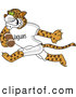 Big Cat Cartoon Vector Clipart of a Cute Jaguar Character School Mascot Playing Football by Toons4Biz