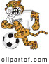 Big Cat Cartoon Vector Clipart of a Cute Jaguar Character School Mascot Playing Soccer by Mascot Junction