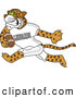 Big Cat Cartoon Vector Clipart of a Cute Leopard Character School Mascot Playing Football by Toons4Biz