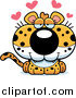 Big Cat Cartoon Vector Clipart of a Cute Leopard Cub with Hearts by Cory Thoman