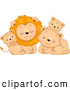 Big Cat Cartoon Vector Clipart of a Cute Lion Family Cuddling by BNP Design Studio