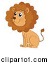 Big Cat Cartoon Vector Clipart of a Cute Male Lion Sitting by Graphics RF