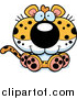 Big Cat Cartoon Vector Clipart of a Cute Sitting Happy Leopard Cub by Cory Thoman