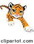 Big Cat Cartoon Vector Clipart of a Cute Tiger Crawling Forward by Pushkin