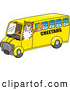 Big Cat Cartoon Vector Clipart of a Friendly Cheetah Character School Mascot Driving a Bus by Mascot Junction