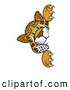 Big Cat Cartoon Vector Clipart of a Friendly Cheetah, Jaguar or Leopard Character School Mascot Looking Around a Corner by Toons4Biz