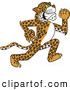 Big Cat Cartoon Vector Clipart of a Friendly Cheetah, Jaguar or Leopard Character School Mascot Running by Mascot Junction