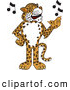 Big Cat Cartoon Vector Clipart of a Friendly Cheetah, Jaguar or Leopard Character School Mascot Singing by Toons4Biz