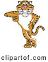 Big Cat Cartoon Vector Clipart of a Friendly Tiger Character School Mascot Leaning by Mascot Junction