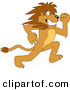 Big Cat Cartoon Vector Clipart of a Frightened Lion Character Mascot Running by Mascot Junction