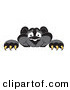 Big Cat Cartoon Vector Clipart of a Grinning Black Jaguar Mascot Character Looking over a Surface by Mascot Junction