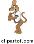 Big Cat Cartoon Vector Clipart of a Grinning Cougar Mascot Character Batting by Toons4Biz