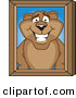 Big Cat Cartoon Vector Clipart of a Grinning Cougar Mascot Character Portrait by Toons4Biz