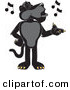 Big Cat Cartoon Vector Clipart of a Happy Black Jaguar Mascot Character Singing by Mascot Junction