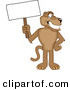 Big Cat Cartoon Vector Clipart of a Happy Cougar Mascot Character Holding a Blank Sign by Mascot Junction