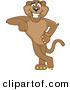 Big Cat Cartoon Vector Clipart of a Happy Cougar Mascot Character Leaning by Mascot Junction