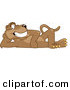 Big Cat Cartoon Vector Clipart of a Happy Cougar Mascot Character Reclining Back by Mascot Junction
