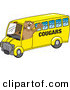Big Cat Cartoon Vector Clipart of a Happy Cougar Mascot Character School Bus Driver by Toons4Biz