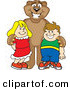 Big Cat Cartoon Vector Clipart of a Happy Cougar Mascot Character with Children by Toons4Biz