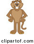 Big Cat Cartoon Vector Clipart of a Happy Cougar Mascot Character with His Hands on His Hips by Mascot Junction