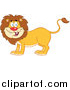 Big Cat Cartoon Vector Clipart of a Happy Male Lion Smiling by Hit Toon