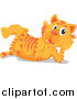 Big Cat Cartoon Vector Clipart of a Happy Tiger Resting on His Belly by