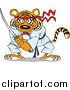 Big Cat Cartoon Vector Clipart of a Karate Samurai Tiger with a Sword by Toonaday