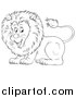 Big Cat Cartoon Vector Clipart of a Lineart Cute Lion by Alex Bannykh