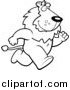 Big Cat Cartoon Vector Clipart of a Lineart Lion Running Upright on His Hind Legs by Cory Thoman