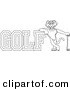 Big Cat Cartoon Vector Clipart of a Outline of a Panther Character Mascot with Golf Text by Toons4Biz