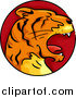 Big Cat Cartoon Vector Clipart of a Red Tiger Chinese Zodiac Circle by BNP Design Studio