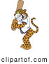 Big Cat Cartoon Vector Clipart of a Smiling Cheetah, Jaguar or Leopard Character School Mascot Batting by Toons4Biz