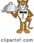 Big Cat Cartoon Vector Clipart of a Smiling Cheetah, Jaguar or Leopard Character School Mascot Serving a Platter by Toons4Biz