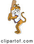 Big Cat Cartoon Vector Clipart of a Smiling Tiger Character School Mascot Batting by Mascot Junction