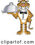 Big Cat Cartoon Vector Clipart of a Smiling Tiger Character School Mascot Serving Food by Toons4Biz