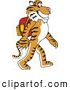 Big Cat Cartoon Vector Clipart of a Smiling Tiger Character School Mascot Walking to School by Toons4Biz