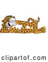 Big Cat Cartoon Vector Clipart of a Spotted Cheetah, Jaguar or Leopard Character School Mascot Reclined by Mascot Junction