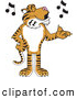 Big Cat Cartoon Vector Clipart of a Striped Tiger Character School Mascot Singing by Toons4Biz
