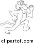 Big Cat Cartoon Vector Clipart of an Outline Design of a Panther Character Mascot Running by Toons4Biz
