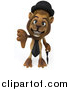 Big Cat Clipart of a 3d Lion Englishman Holding a Thumb down by Julos