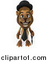 Big Cat Clipart of a 3d Lion Englishman with a Cane by