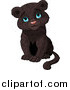 Big Cat Clipart of a Cute Sitting Baby Black Panther Cub Sitting and Smiling by Pushkin