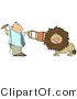 Big Cat Clipart of a Male Lion Trainer Holding a Chair and Whip While Training the Cat by Djart