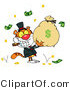 Big Cat Clipart of a Rich Tiger Holding a Bag of Money by Hit Toon