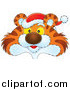 Big Cat Clipart of a Tiger Head Wearing a Santa Hat by Alex Bannykh